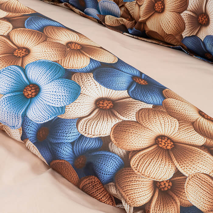 Постельное белье ЕВРО МИРТЕК 5D LEAVES BLUE 200х220-1шт 235х260-1шт 50х70-2шт 100%хлопок голубой_Каталог-v2_MIRTECK